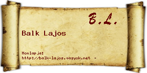 Balk Lajos névjegykártya